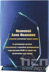 GL0002. Награда стеклянная "30 лет Служба охраны ФСИН" в футляре