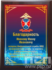 EX153. Плакетка деревянная "80 лет Шифровальная служба МВД России"
