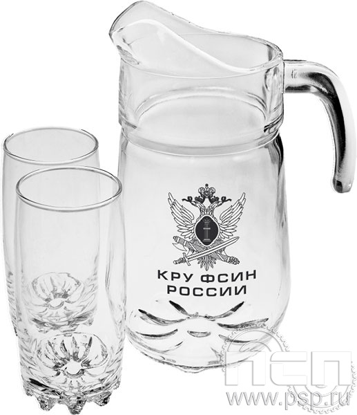 4.12.1. Офисный стеклянный набор (Кувшин + 6 стаканов) "КРУ ФСИН России"